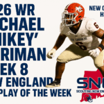 Michael 'Mikey' Pariman scores a touchdown in Week 8 against New England.