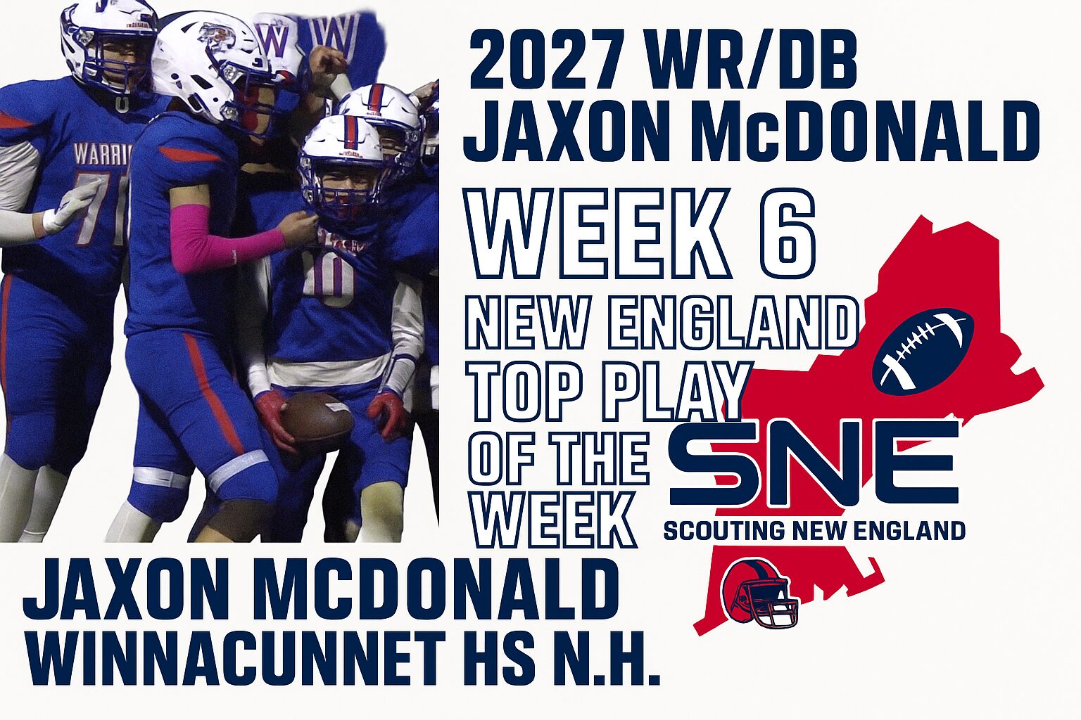 Football graphic highlighting Jaxon McDonald's top play in Week 6.