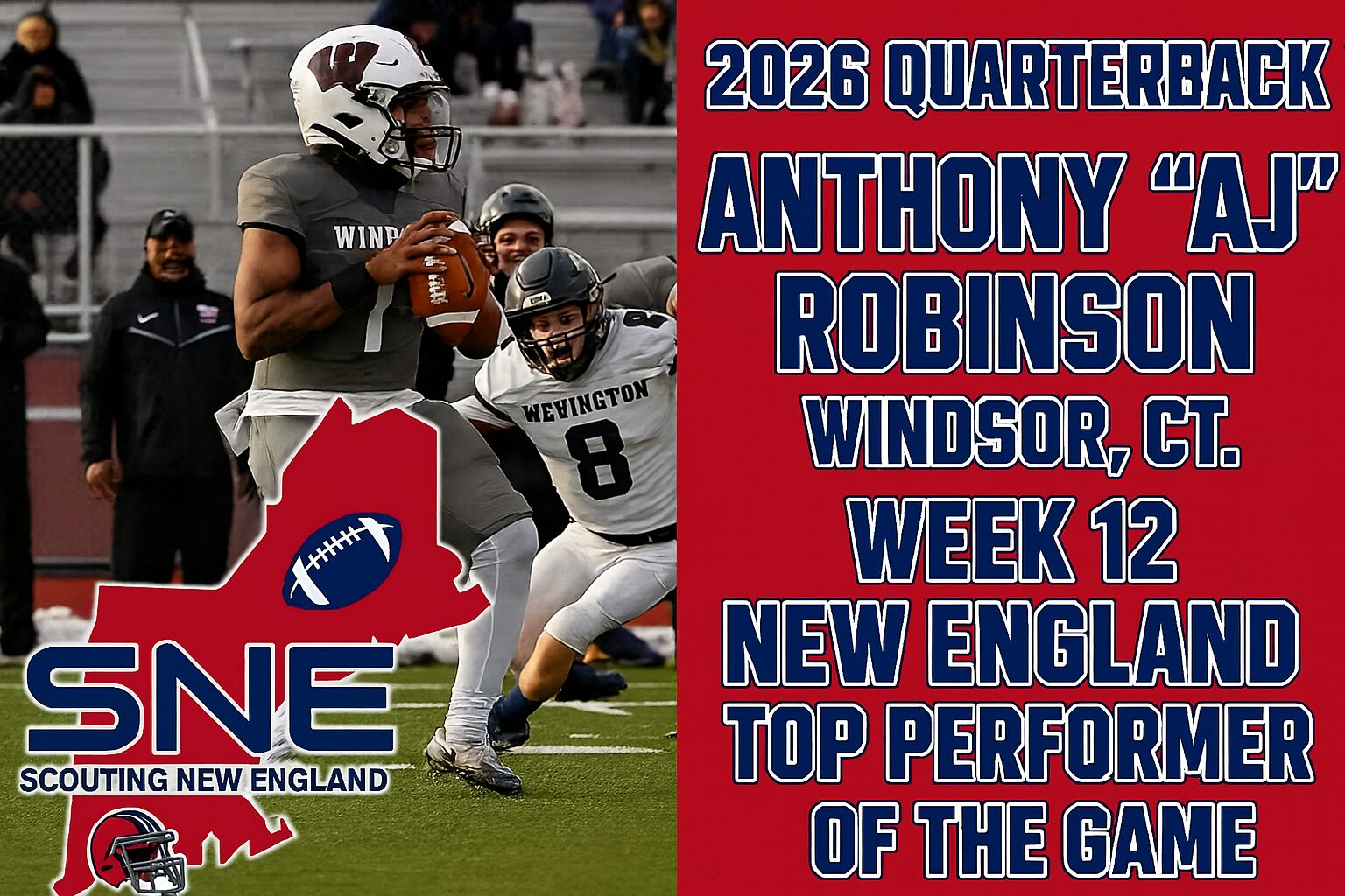 Anthony Robbins named 2026 quarterback for New England.