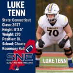 Football player Luke Tenn in uniform ready for a game.