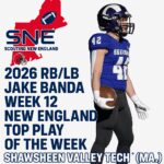 Jake Banda named SNE Player of the Week for New England in week 12.