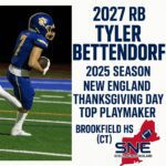 Football player Tyler Bettendorf with a thank you message from Brookfield High School.