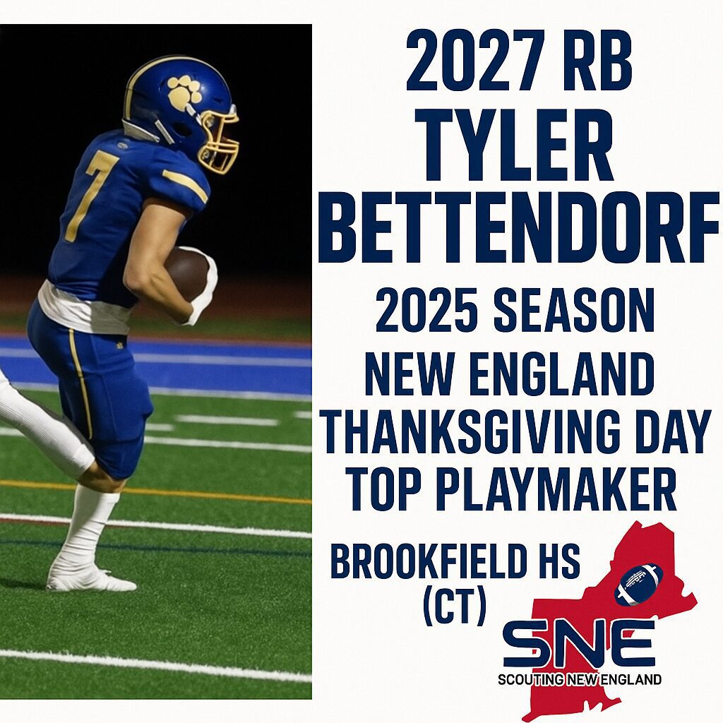 Football player Tyler Bettendorf with a thank you message from Brookfield High School.