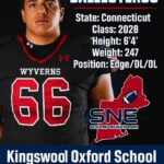 Football player profile for Kingswool Oxford School, Connecticut.
