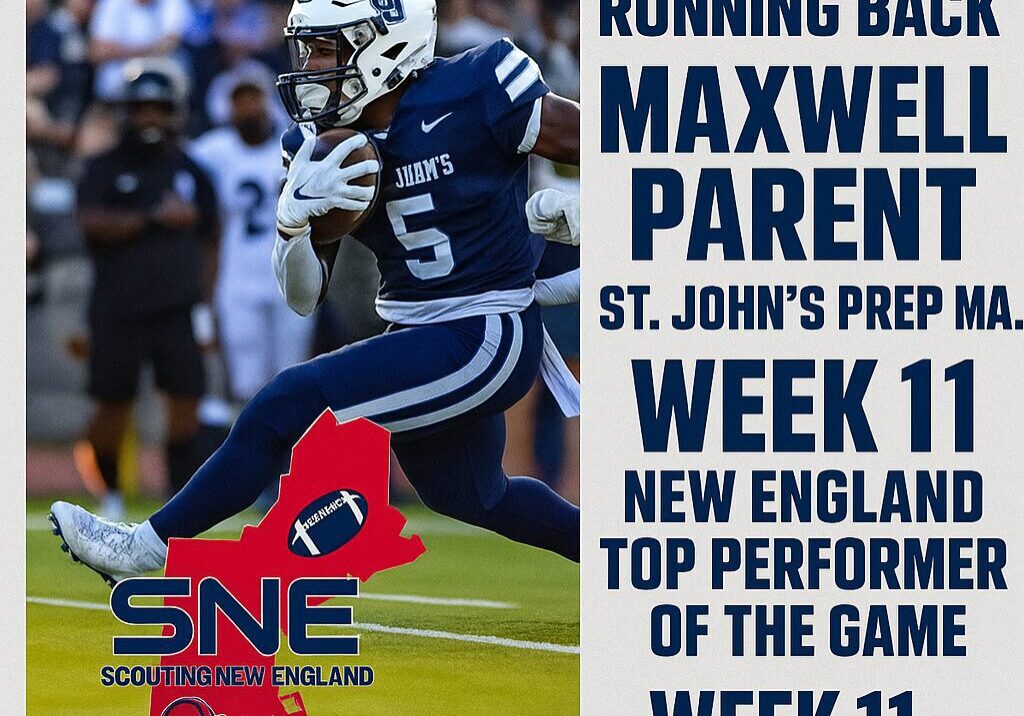 Maxwell Parent, a top New England running back in 2027 at St. John's Prep.