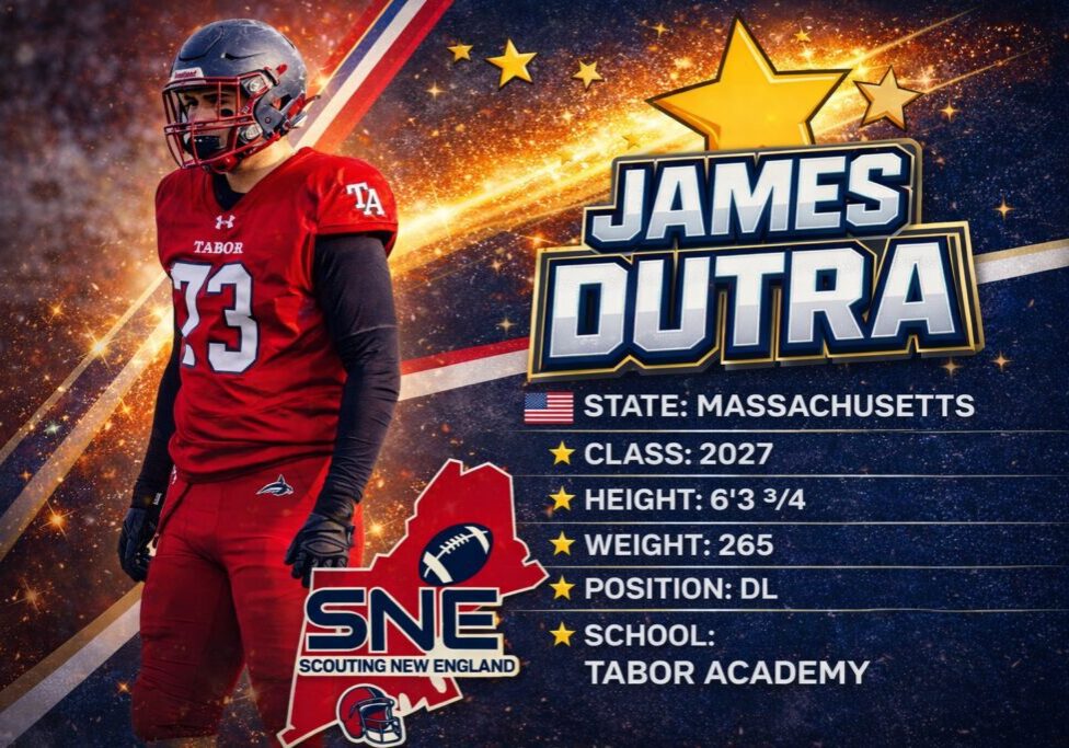 Football player James Dutra's profile with stats and team logo.